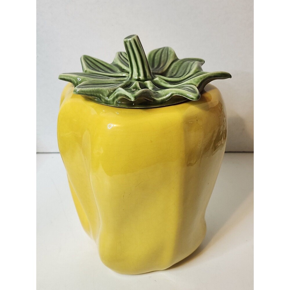 Vtg McCoy Pottery Yellow Pepper Ceramic Cookie Jar #157 USA 9-3/4" No Chips